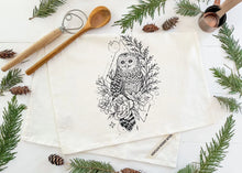Load image into Gallery viewer, Floral Owl Tea Towel
