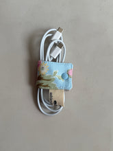 Load image into Gallery viewer, Handmade Fabric Cable Tie (Rectangle - Blue Flora)