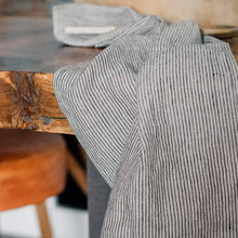 Load image into Gallery viewer, Striped Linen Tea Towel With Dark Blue/Natural Stripes Pure