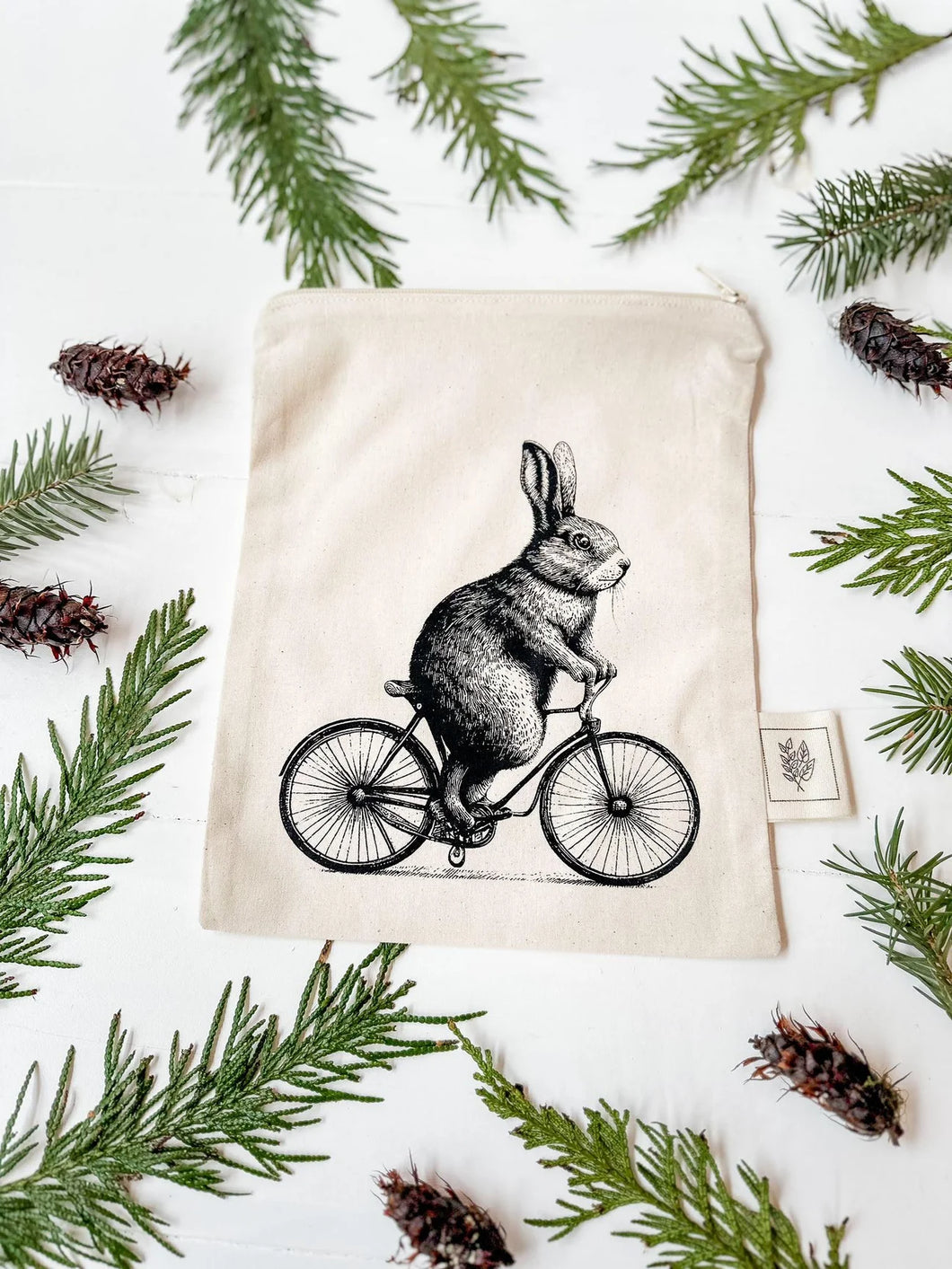 Bunny on Bike Zipper Bag (Small)