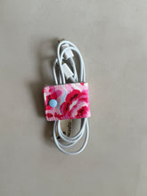 Load image into Gallery viewer, Handmade Fabric Cable Tie (Rectangle - Blue Flora)