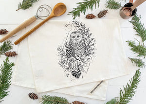 Floral Owl Tea Towel