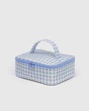 Load image into Gallery viewer, Cosmetic or Storage Case (SMALL) - Light Blue Gingham