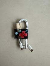 Load image into Gallery viewer, Handmade Fabric Cable Tie (Rectangle - Black Flora)