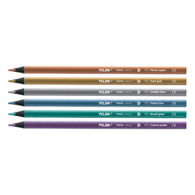 Load image into Gallery viewer, Box 6 Triangular Metallic Colour Pencils, Black Wood

