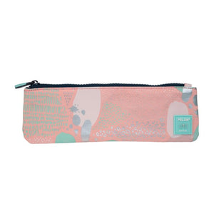 Small flat pencil case Silver V, pink