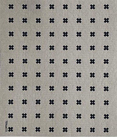 LARGE Tiny X+ Black on Grey Sponge Cloth Mat