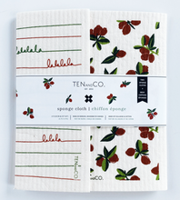 Load image into Gallery viewer, Cranberry with Falalala Red and Green Sponge Cloth Gift Set (Set of 2)