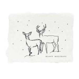 deer in snow happy holidays note card