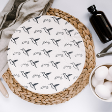 Load image into Gallery viewer, Humming Bird and Flower L Fabric Bowl Cover (unwaxed) 10"