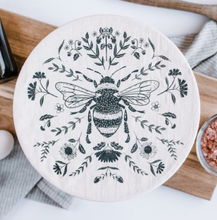 Load image into Gallery viewer, Bee L Fabric Bowl Cover Charcoal (unwaxed) 10"