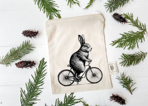 Bunny on Bike Zipper Bag (Small)