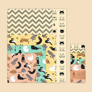 Cats Beeswax Wraps - Set of 5 sizes (limited edition)
