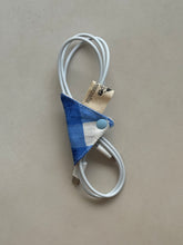 Load image into Gallery viewer, Handmade Fabric Cable Tie (Diamond - Blue Plaid)
