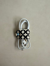 Load image into Gallery viewer, Handmade Fabric Cable Tie (Rounded rectangle - Retro Geo)
