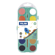 Load image into Gallery viewer, Set of 12 opaque watercolour tablets Ø 30 mm with brush
