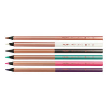 Load image into Gallery viewer, Box 6 Hexagonal Colour Pencils Copper, Black Wood with Thick Lead
