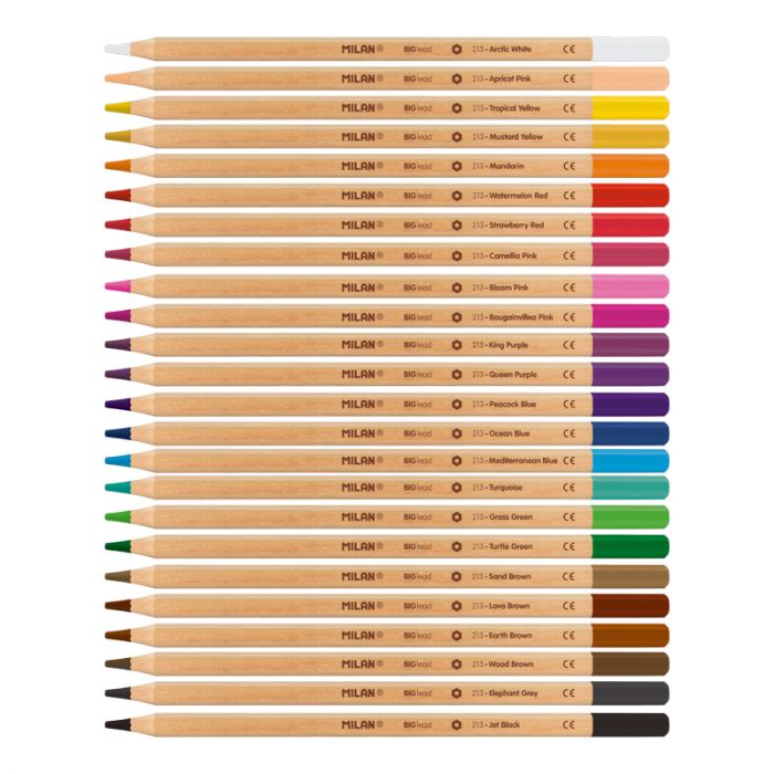 Box 24 hexagonal colour pencils with thick lead, Ø 3.5 mm