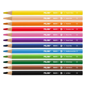 Box 12 MAXI triangular colour pencils + sharpener