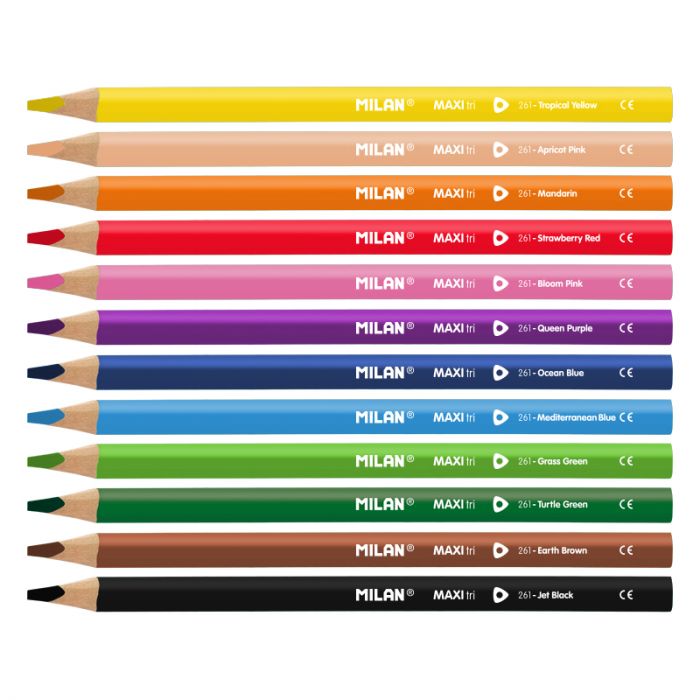 Box 12 MAXI triangular colour pencils + sharpener