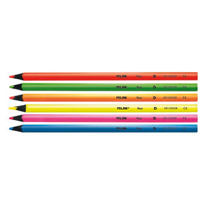 Box 6 Triangular Pencils Fluo-Metal black wood