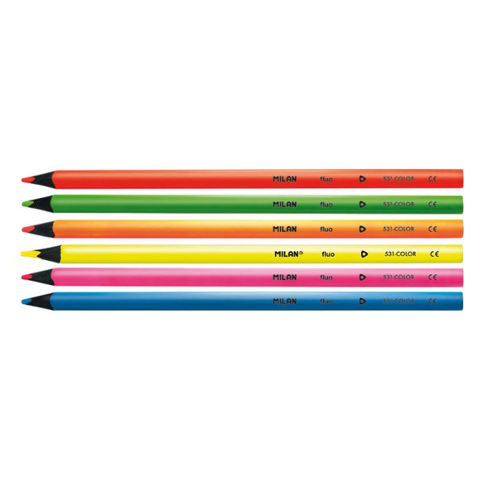 Box 6 Triangular Pencils Fluo-Metal black wood