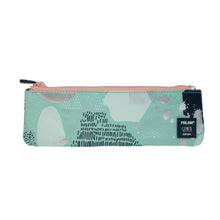 Load image into Gallery viewer, Small flat pencil case Silver V, turquoise
