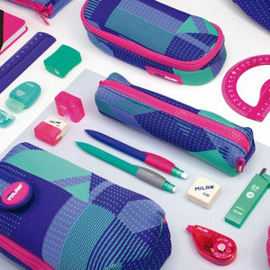 3-Zip pencil case Knit purple and green