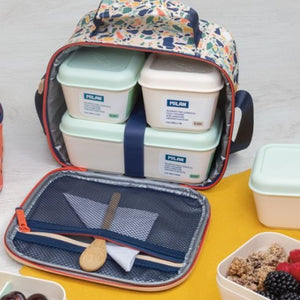 Isothermal food bag with 3 lunch boxes (3.5L) Terrazzo, Beige