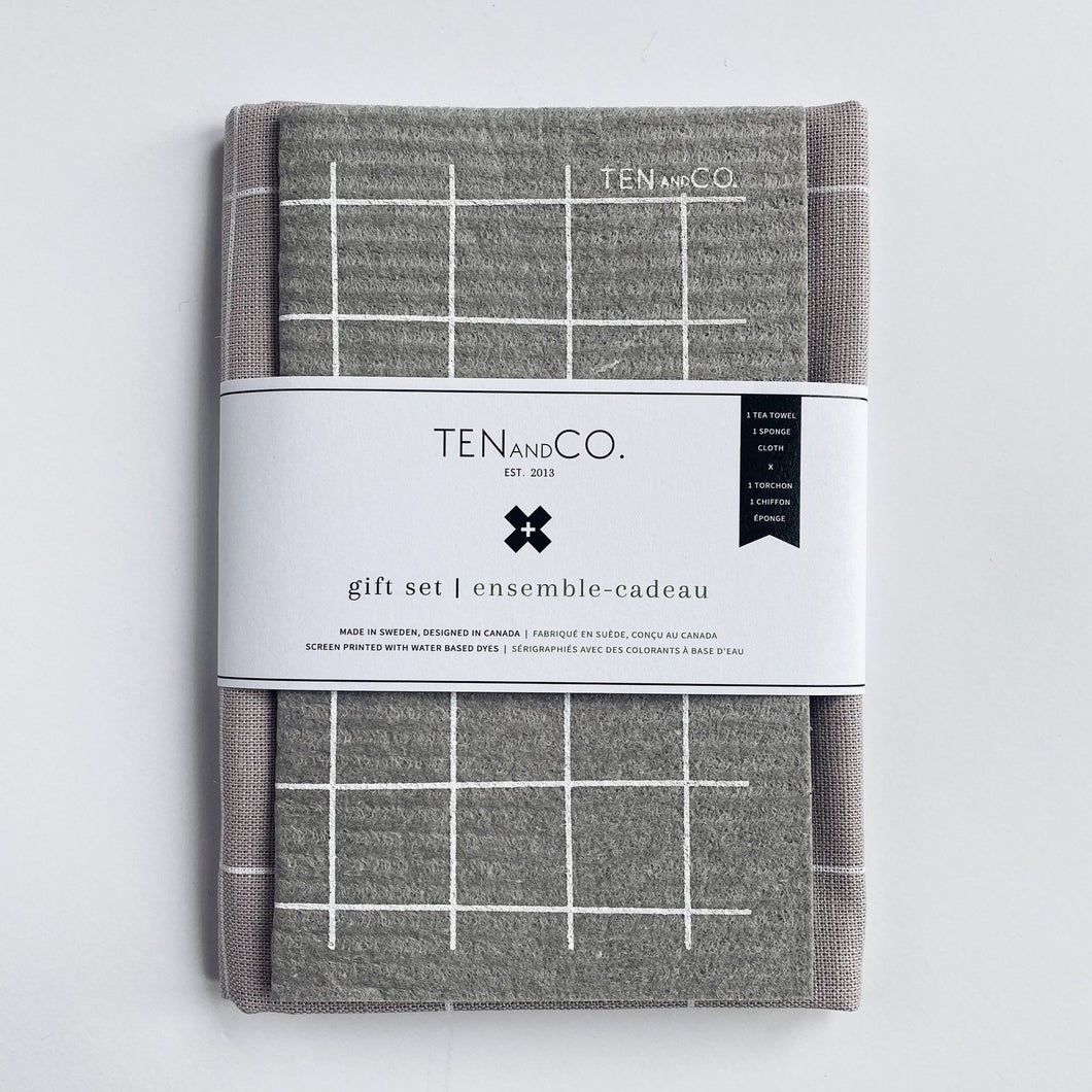 Grid White on Warm Grey Gift Set