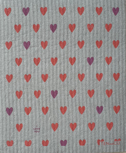 Heart Coral on Grey Sponge Cloth