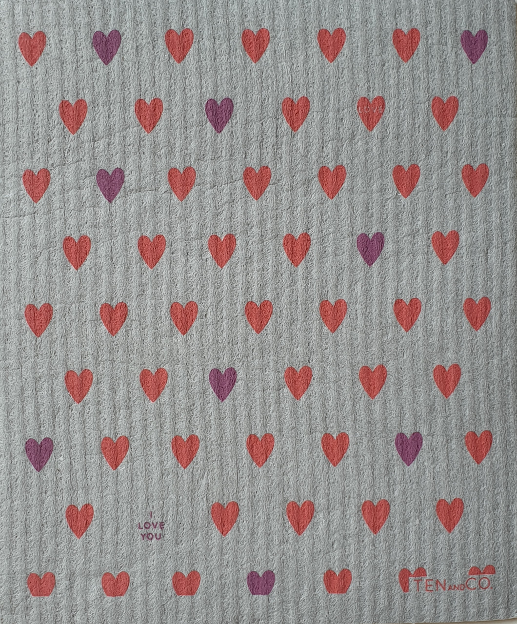 Heart Coral on Grey Sponge Cloth