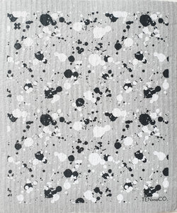 Splatter Sponge Cloth (Black&White on Grey)