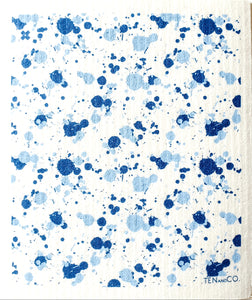 Splatter Sponge Cloth (Blue on white)