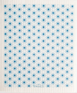 Starburst Blues on White Sponge Cloth