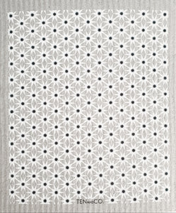 Starburst White on Grey Sponge Cloth