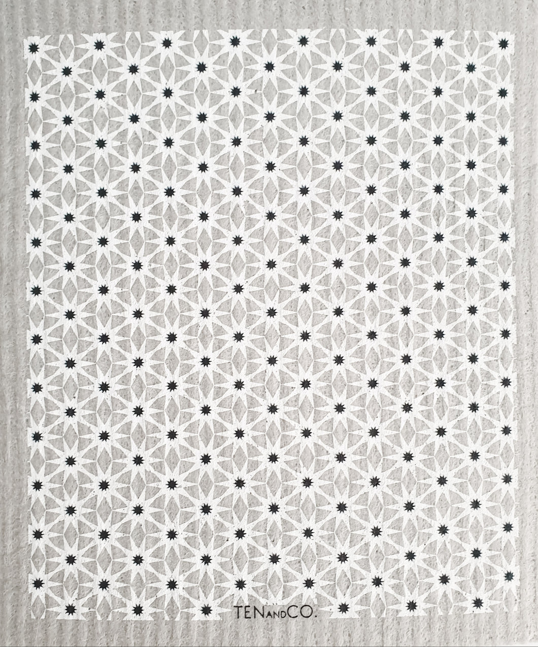 Starburst White on Grey Sponge Cloth