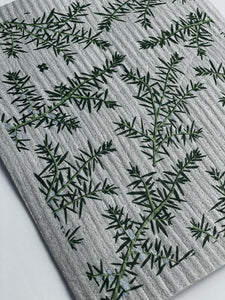 Juniper Greens on Grey Sponge Cloth