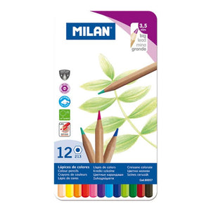 Metal box 12 colour pencils with thick lead, Ø 3.5 mm