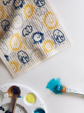 Load image into Gallery viewer, Sun, Clouds and Potato People Sponge Cloth
