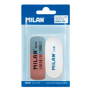 Blister pack 1 rubber eraser 8020 (double use) + 1 Oval 118 synthetic rubber eraser