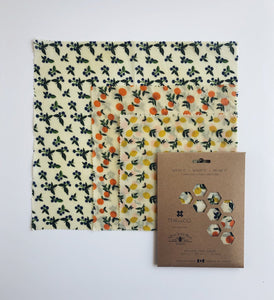 Vintage Fruit Beeswax Wrap - 3 pack