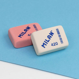 Soft Synthetic Rubber Eraser MILAN 420, rectangular (white or pink)