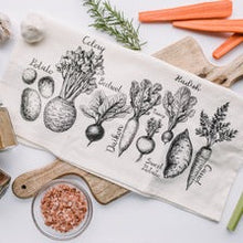 Load image into Gallery viewer, Root Vegetable Tea Towel
