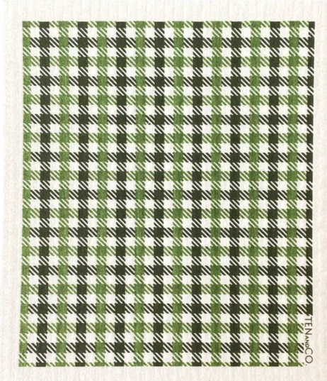 Plaid Green Sponge Cloth