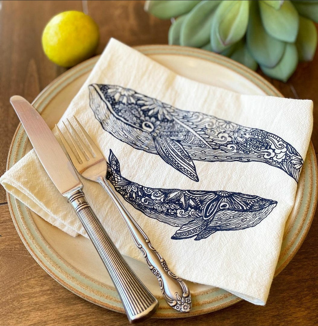 Whale Reusable Napkins (Set of 2)