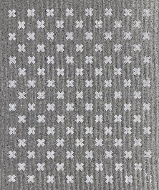 Tiny x White on Grey Sponge Cloth