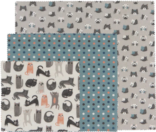 Cats Beeswax Wrap Set of 3