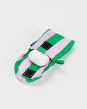 Load image into Gallery viewer, Puffy Earbuds Case Pink Green Awning Stripe

