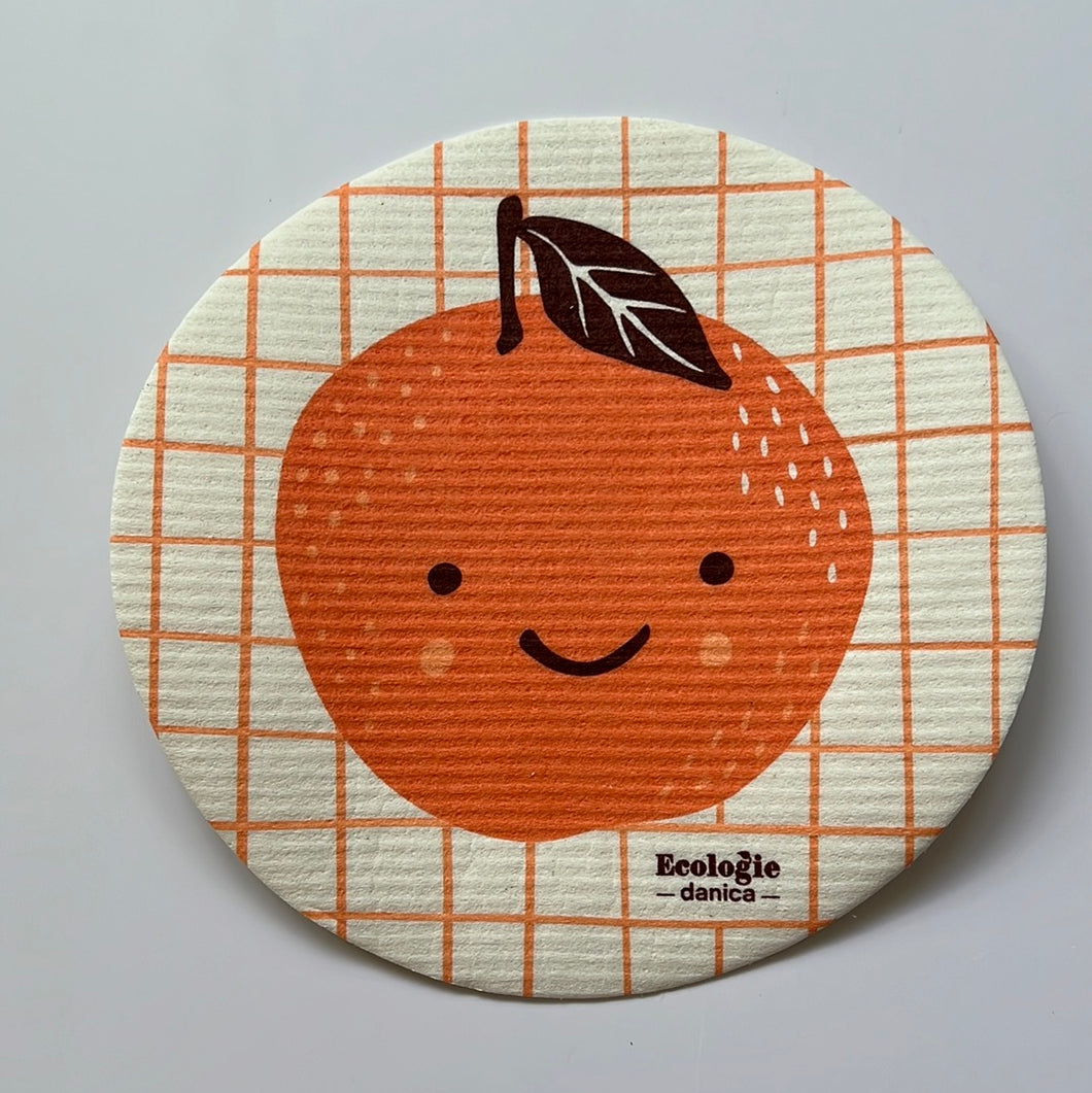 Fruit Face Orange Sponge Cloth